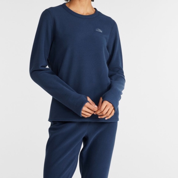 Women's L.L.Bean Fleece Base Layer Crew, Long-Sleeve, Size M - Nautical Navy - Picture 1 of 4